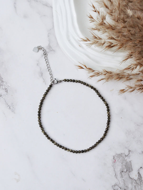 Golden Obsidian Anklet