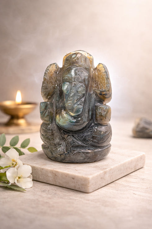 Labradorite Ganesha Idol