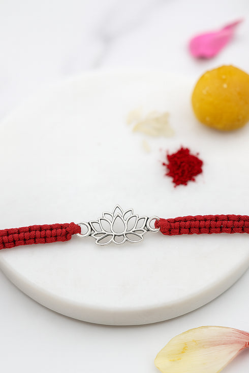Lakshmi Kamal Pure Silver Rakhi (Small)