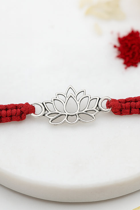 Lakshmi Kamal Pure Silver Rakhi (Small)