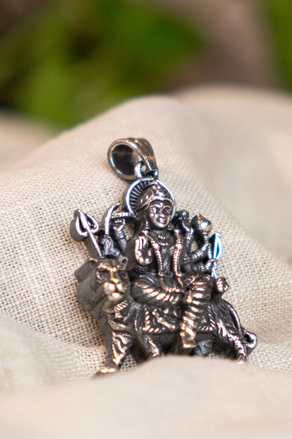 Maa Durga Pure Silver Pendant