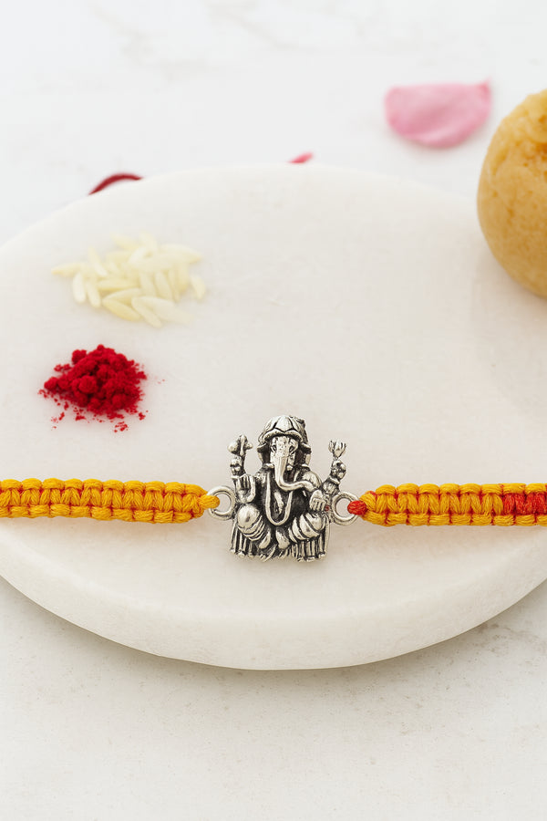 Prosperity Ganesha Pure Silver Rakhi
