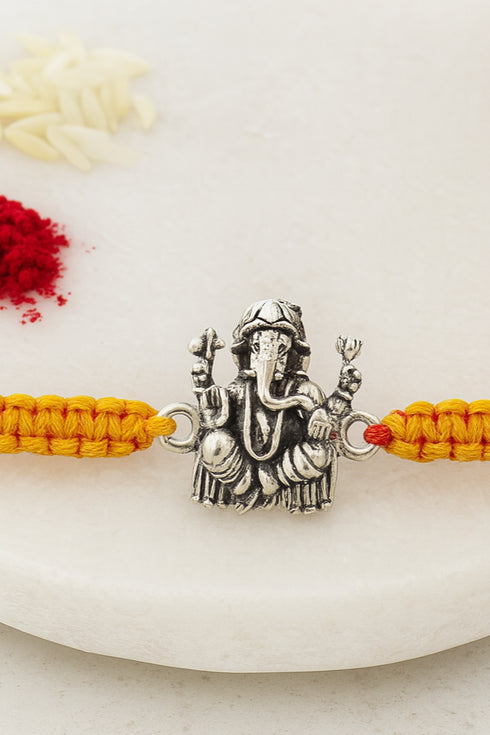 Prosperity Ganesha Pure Silver Rakhi