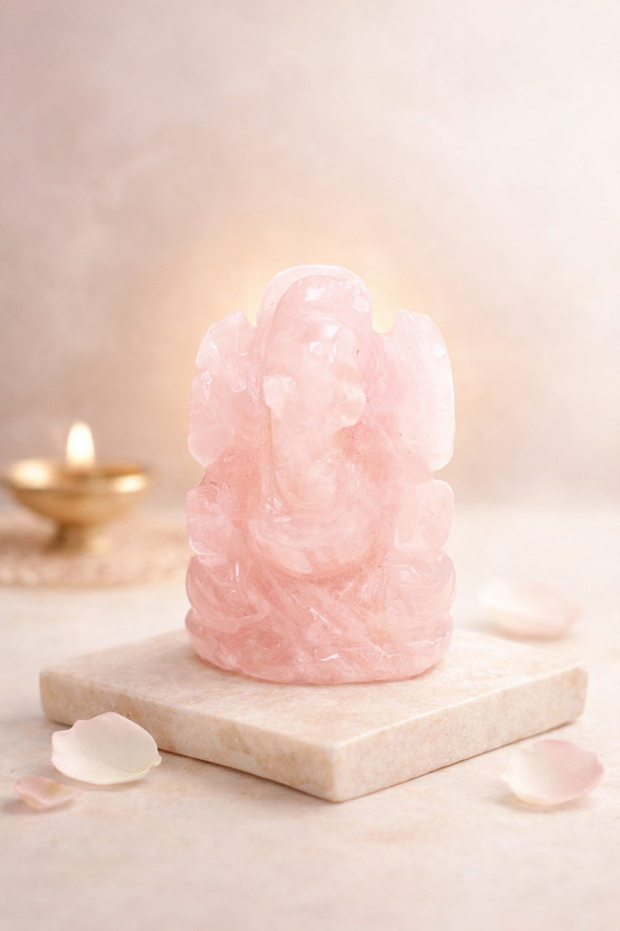 Rose Quartz Ganesha Idol
