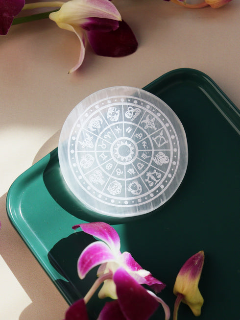 Zodiac Selenite Plate - Big
