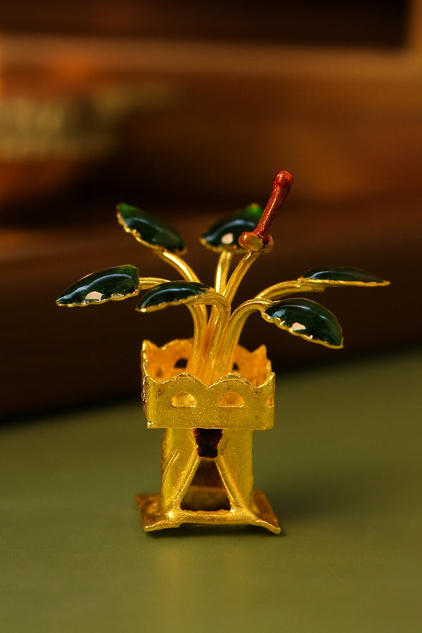 Tulsi Plant - Silver (Gold Polished)