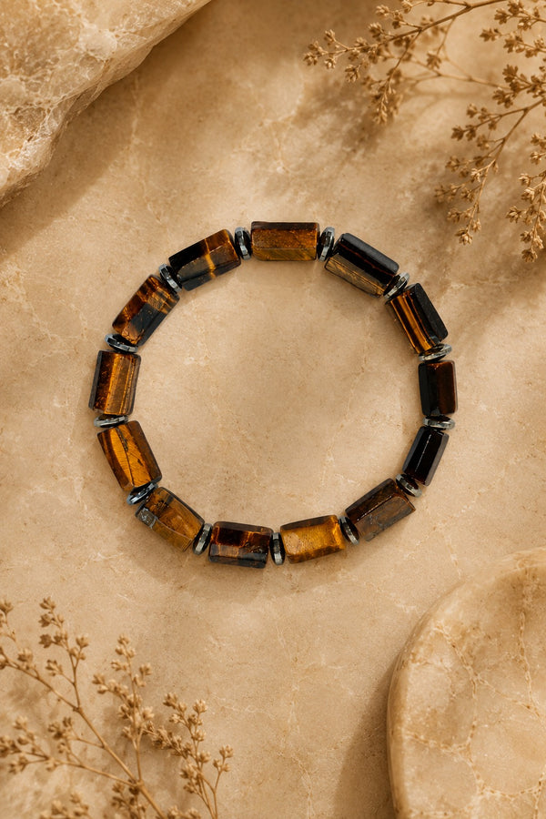 Tiger Eye Bracelet - Tube Beads