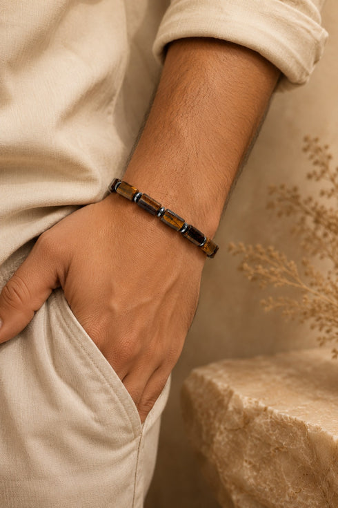 Tiger Eye Bracelet - Tube Beads