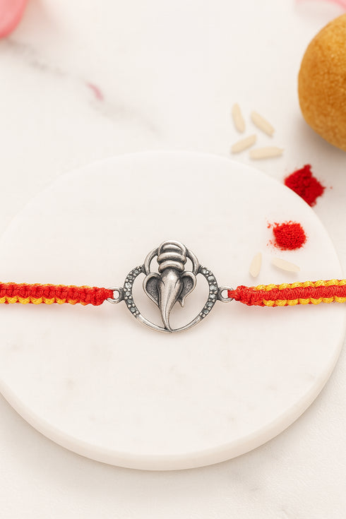 Vighnaharta Pure Silver Rakhi