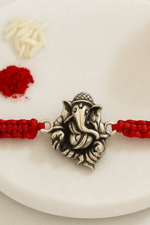 Wealth Ganesha Pure Silver Rakhi