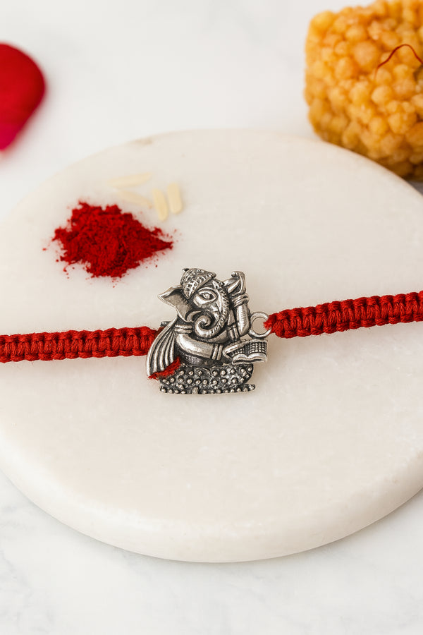 Wisdom Ganesha Pure Silver Rakhi