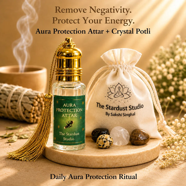 aura protection attar & crystal negativity removal potli combo