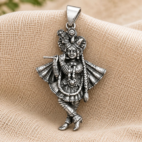 banke bihari silver pendant