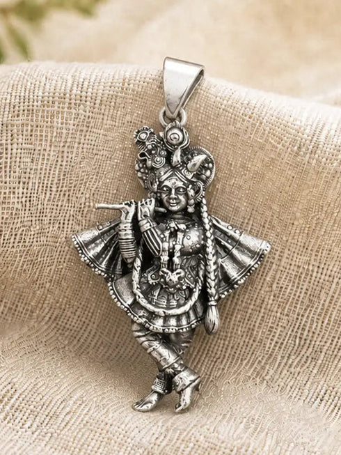 banke bihari silver pendant