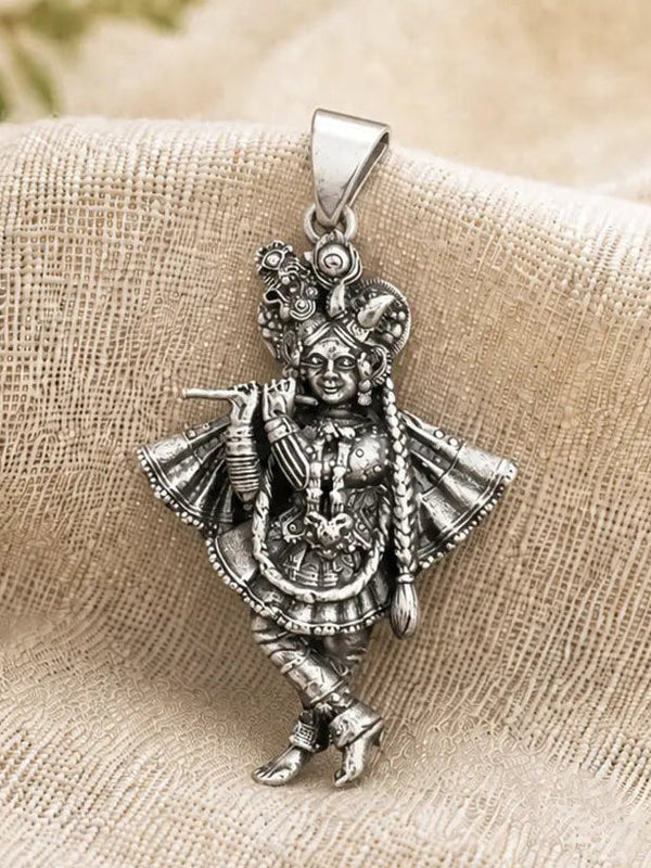 banke bihari silver pendant
