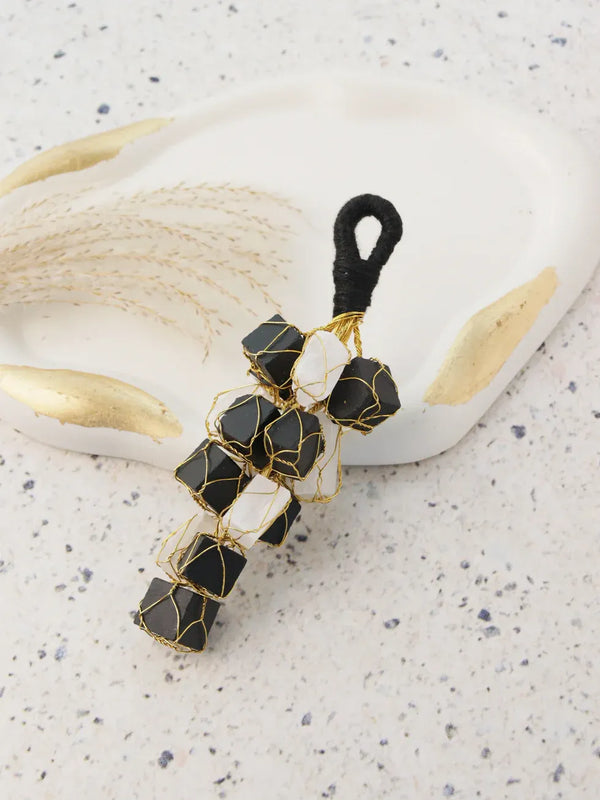 Selenite & Black Tourmaline Hanging