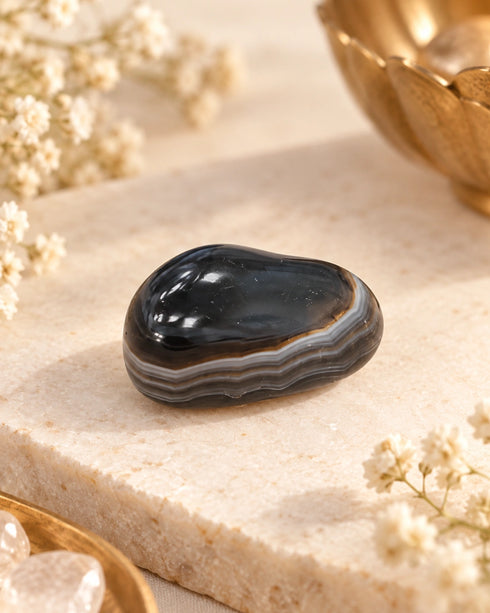 black agate crystal tumble