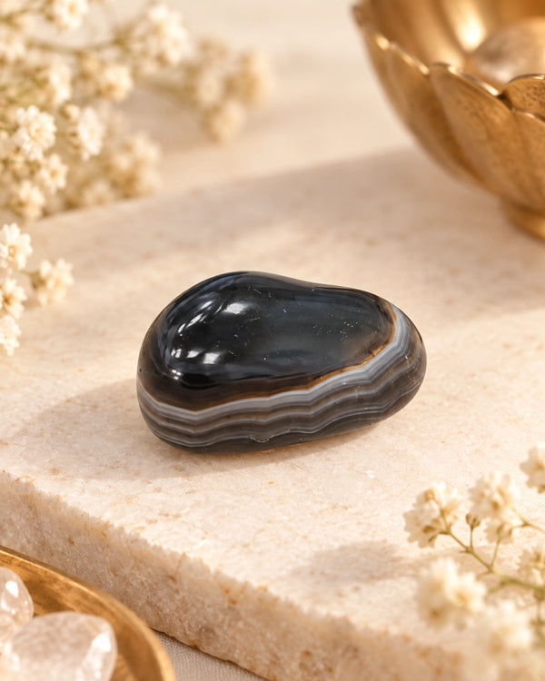 black agate crystal tumble