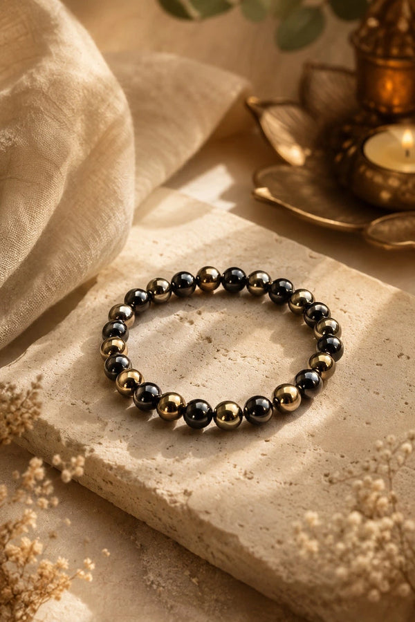 black goledn hemetite bracelet