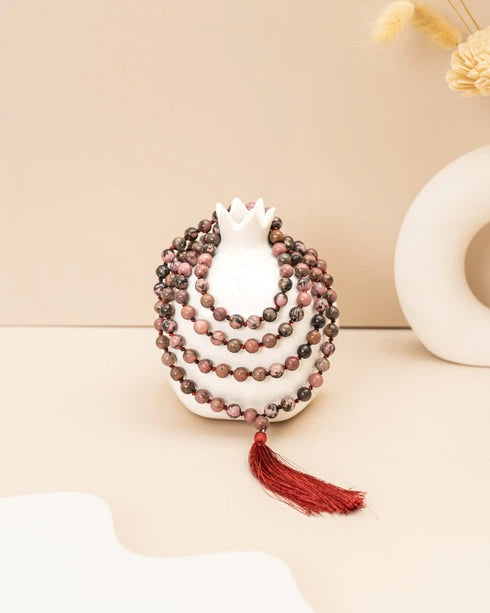 black rhodonite mala
