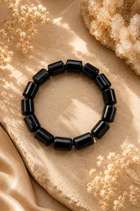 black toumaline barrel bracelet
