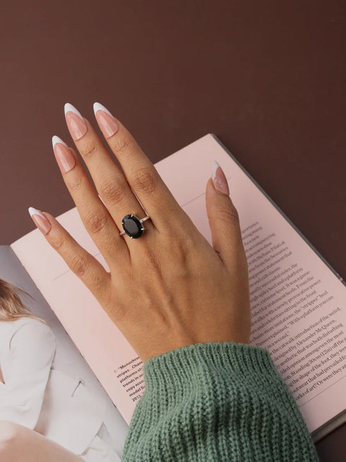 black tourmaline stone ring