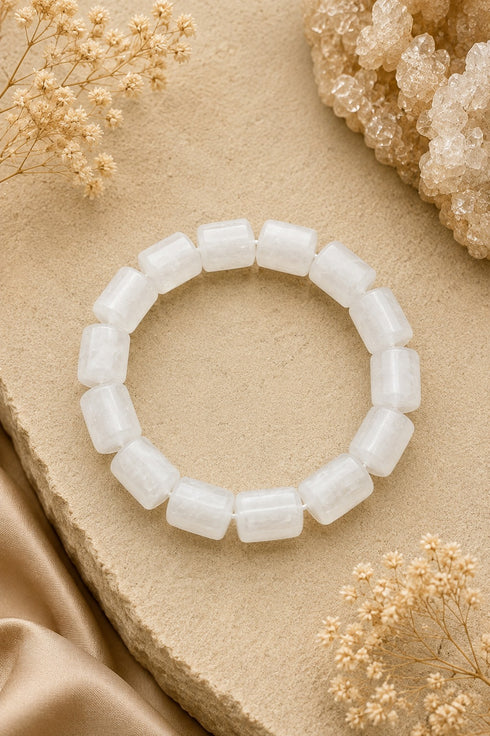 clear quartz barrel bracelet