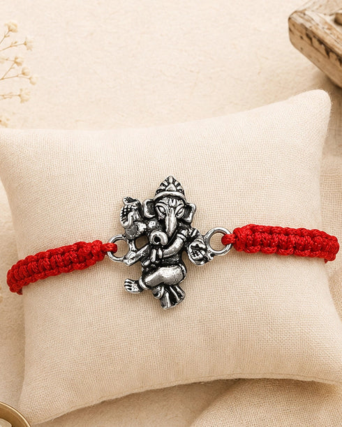 dancing ganesha silver rakhi