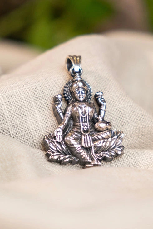dhan lakshmi silver pendant