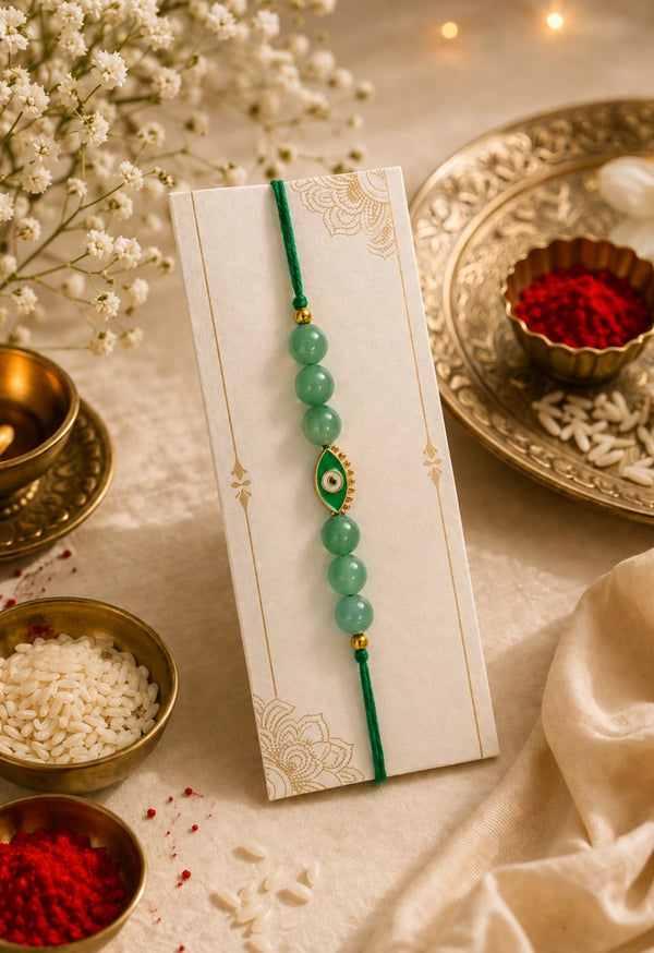 evil eye green aventurine rakhi