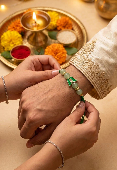 green aventurian butterfly rakhi price