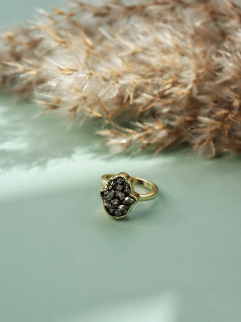 humsa pyrite ring