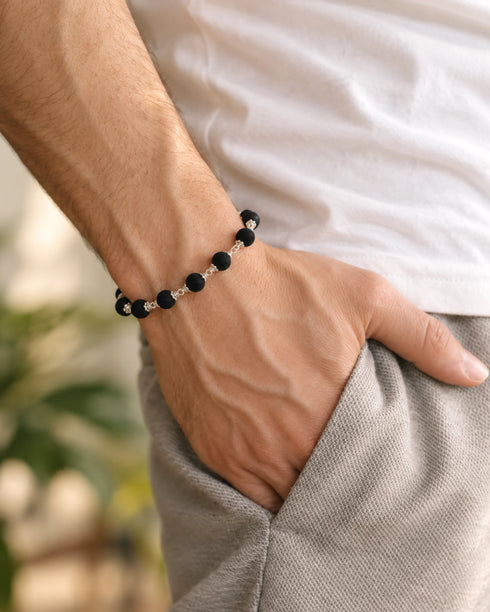 karungali bracelet german silver cap