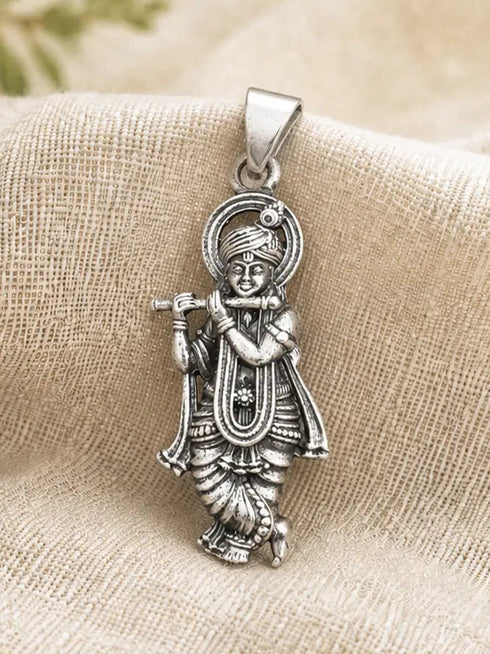 lord krishna silver pendant
