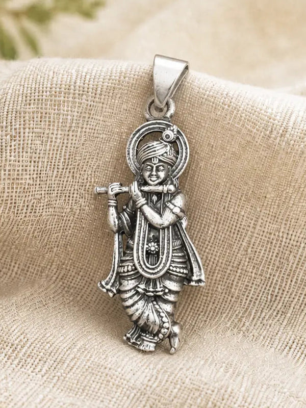 lord krishna silver pendant