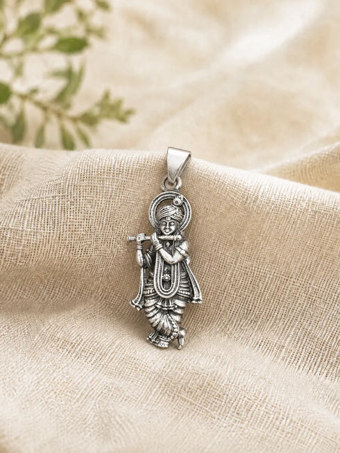 lord krishna silver pendent