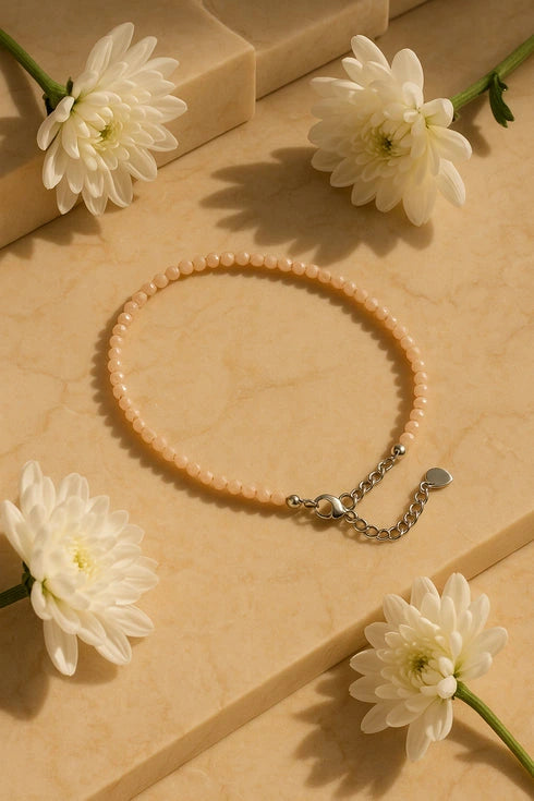 peach moonstone anklet
