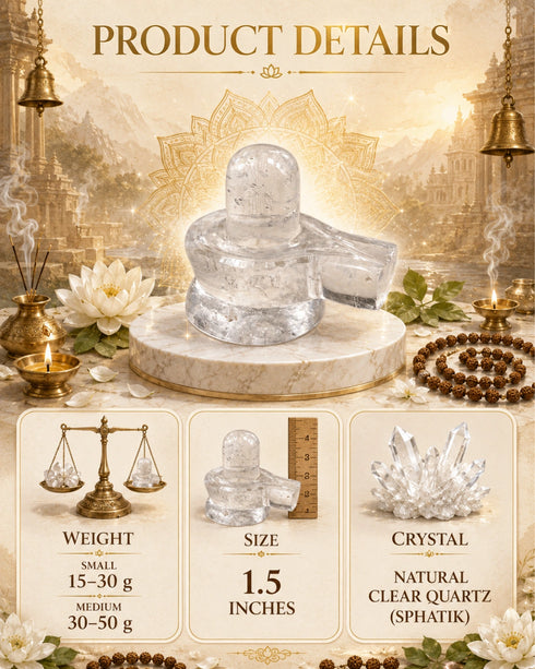 product details Clear Quartz Sphatik Shivling