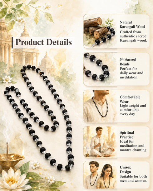 product details Karungali Mala_with German Silver Cap