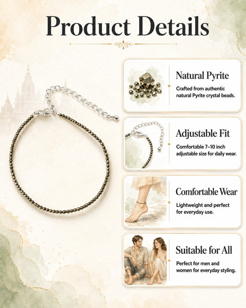 product details pyrite anklet