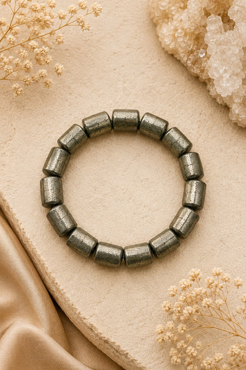 pyrite barrel bracelet