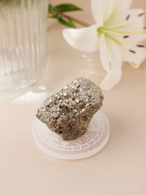 pyrite cluster and selenite plate