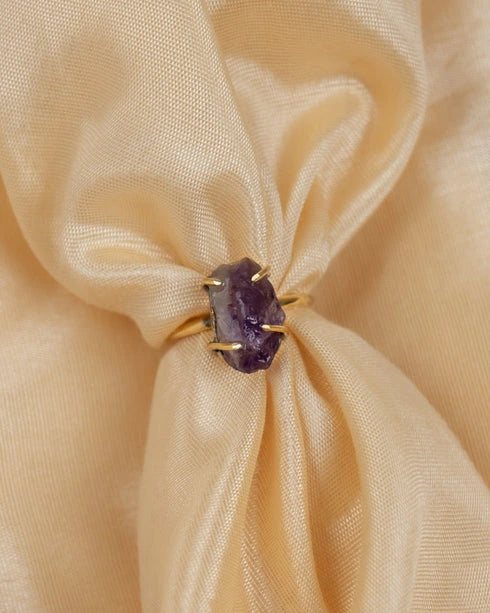 raw amethyst ring