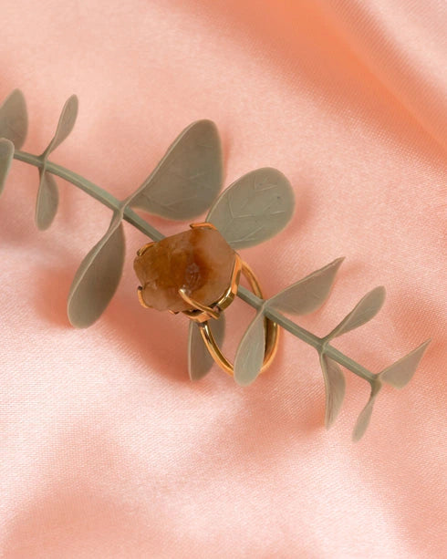 raw citrine crystal ring