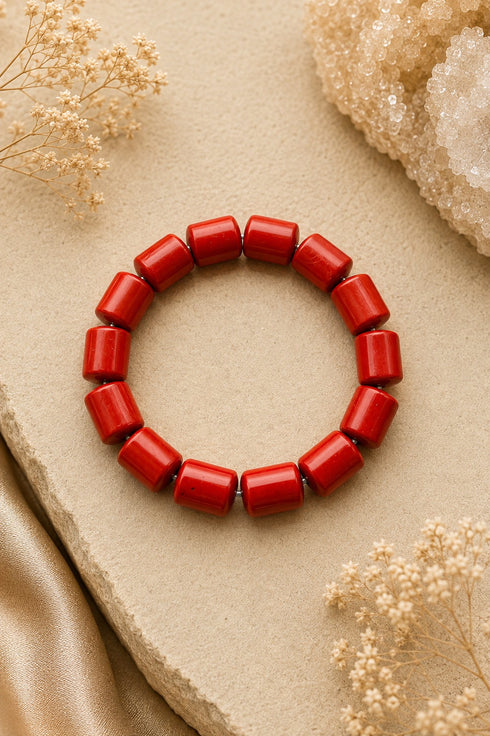 red jasper barrel bracelet