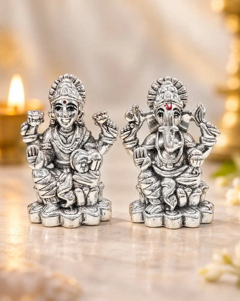 silver ganesh lakshami idols original