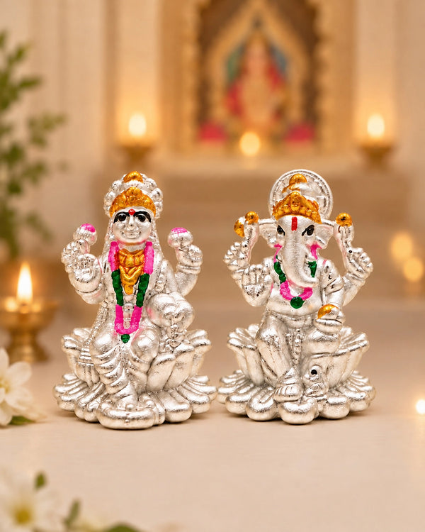 999 Silver Lakshmi Ganesh Idols
