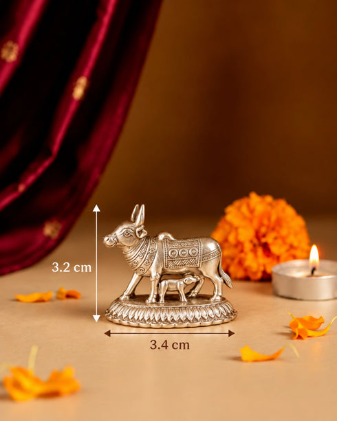 silver kamdhenu cow with calf size
