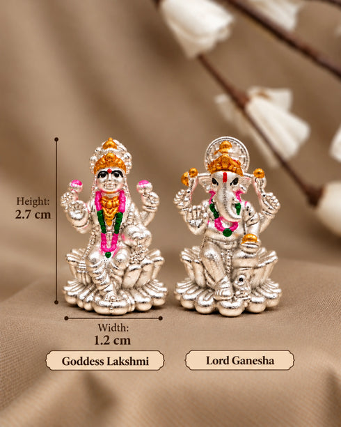  silver lakshmi ganesh idols small size
